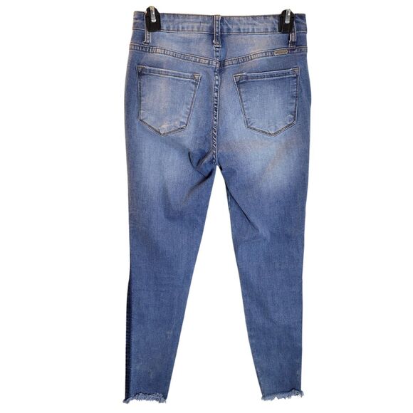 Kancan Womens Size 25 Blue Solid Distressed Skinny Jeans - Picture 12 of 12